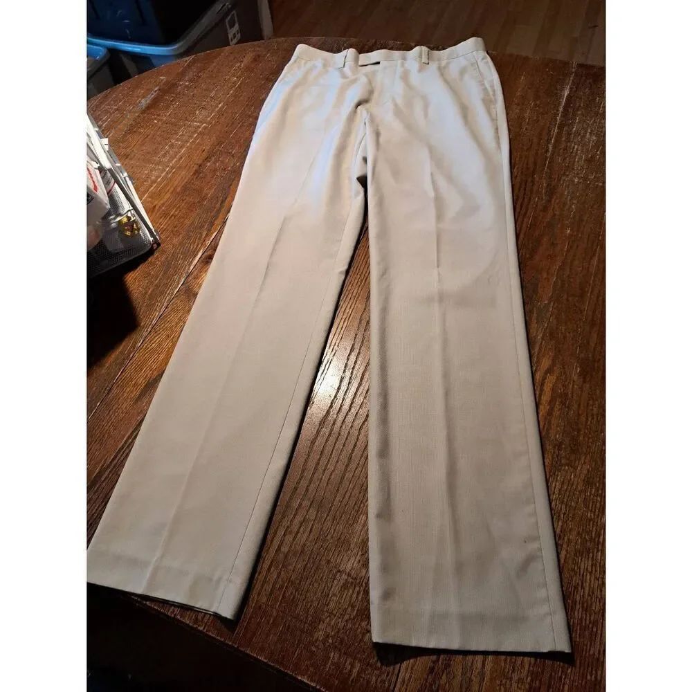 34x34 Madison Light Tan Flat Front Dress Pants with Pockets Belt Loops Trousers
